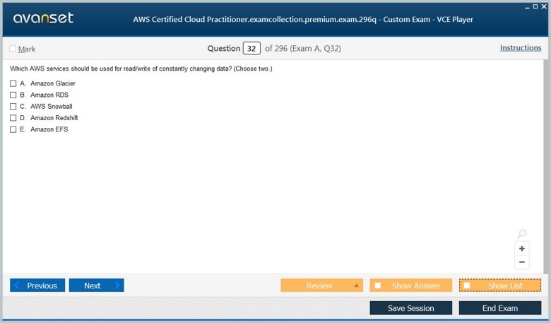 AWS Certified Cloud Practitioner Premium VCE Screenshot #2